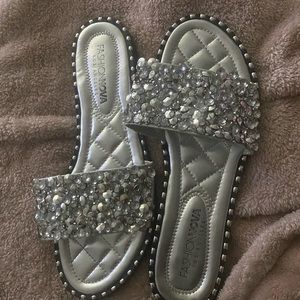 Silver bedazzled sandals fairly new
